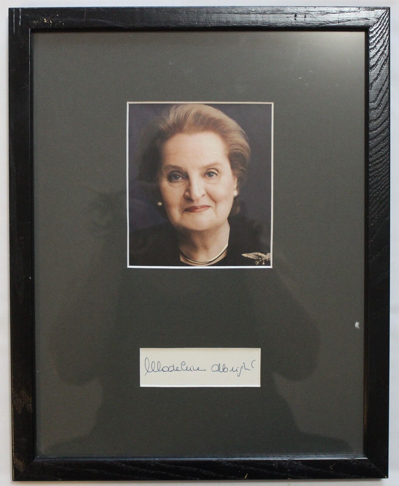 Madeleine Albright Vintage Signed Autograph Display Cut Signature Framed W Photo Poster painting