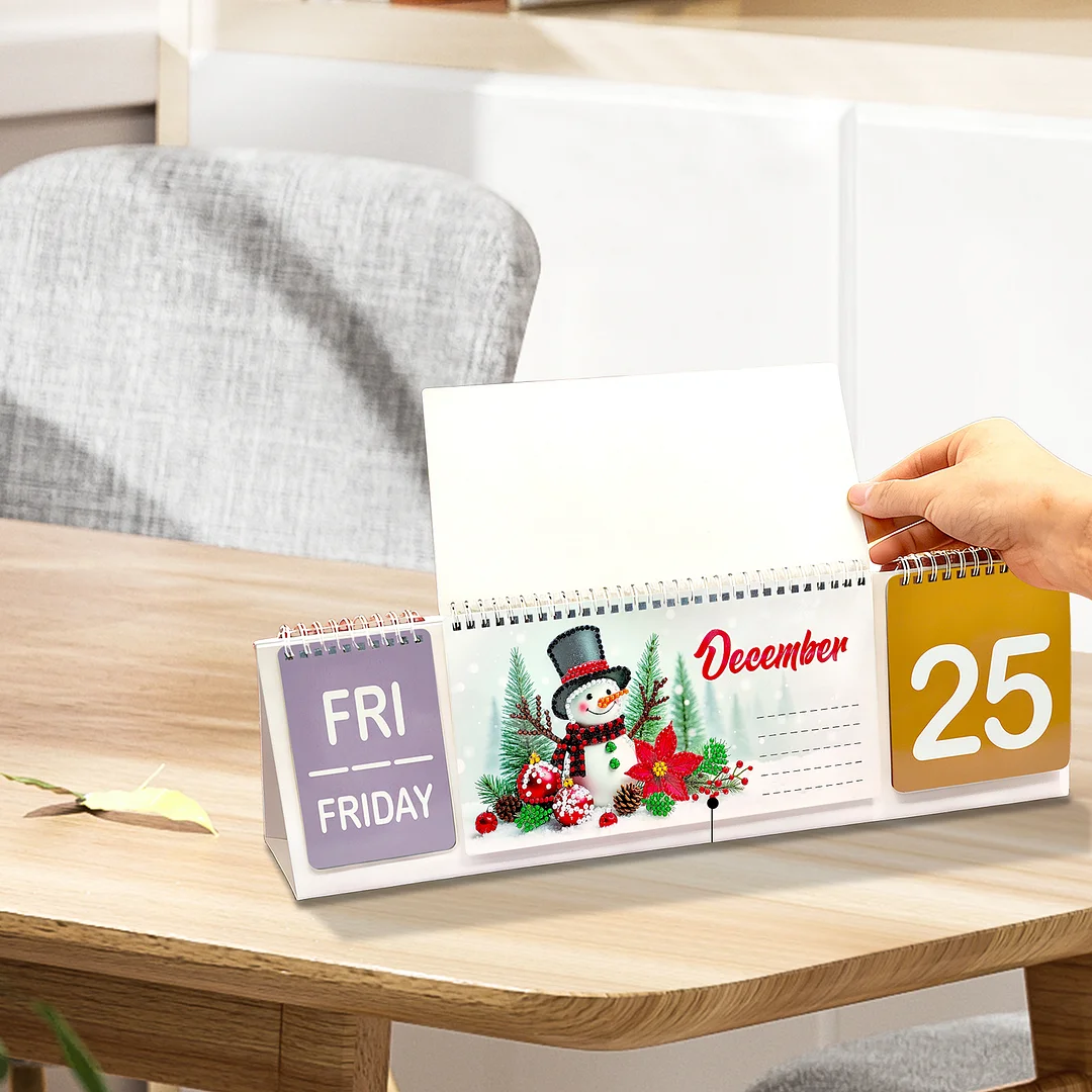 2026 Beautiful Flower DIY Diamond Art Painting Desk Calendar Special Shaped Drill Monthly Flip Tabletop Calendar Kit for Adults Beginners Gift Home Office Decor