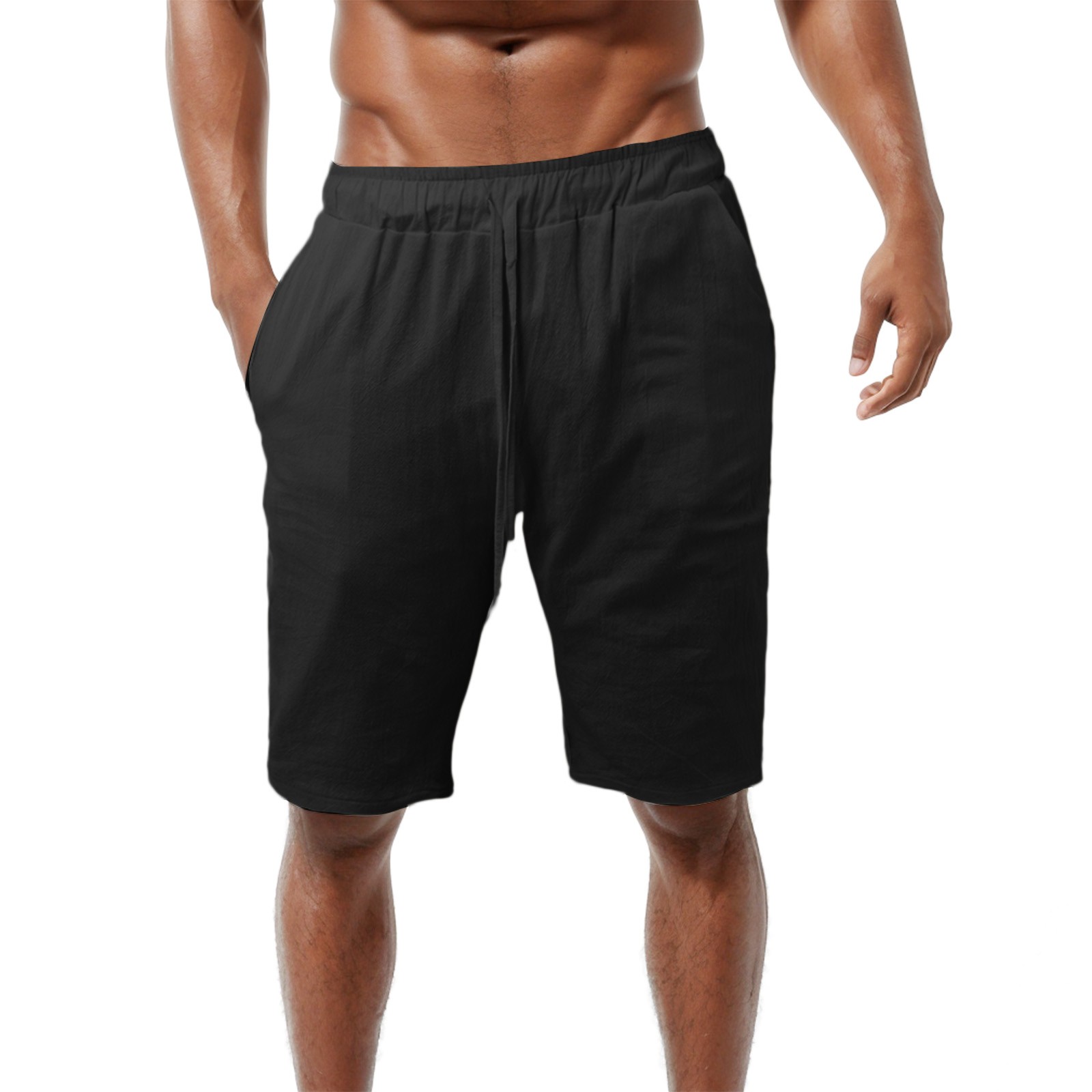 2025 New Men's Cotton Linen Shorts Pants Male Summer Breathable Solid Color Linen Short Trousers Fitness Streetwear S-3XL Pluse