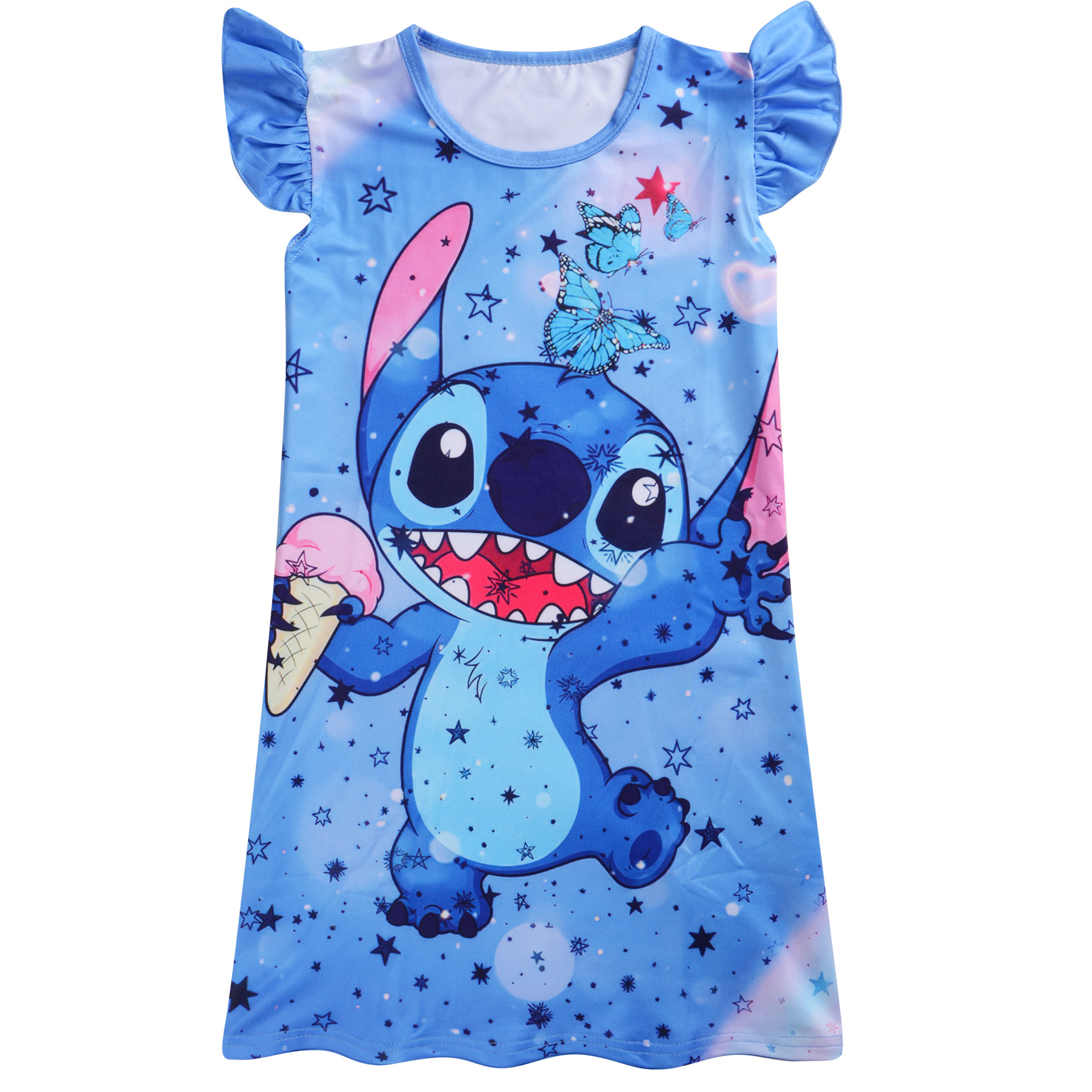 2023 New Stitch Ruffle Sleeve Kids Nightgown Dress for Girls - In Stock Now -Mayoulove