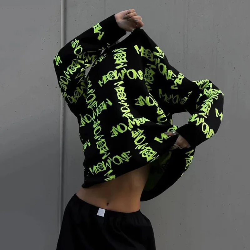 Contrasting Letter Print Crew Neck Sweater