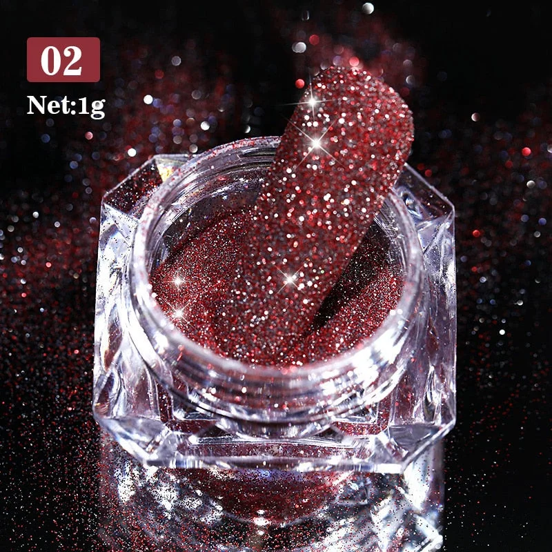 1Box Aurora Sea Salt Nail Powder Crystal Diamonds Glitter Iridescent Reflective Nail Glitter Sparkly Chrome Pigment Polish Gel-Nail Inspo