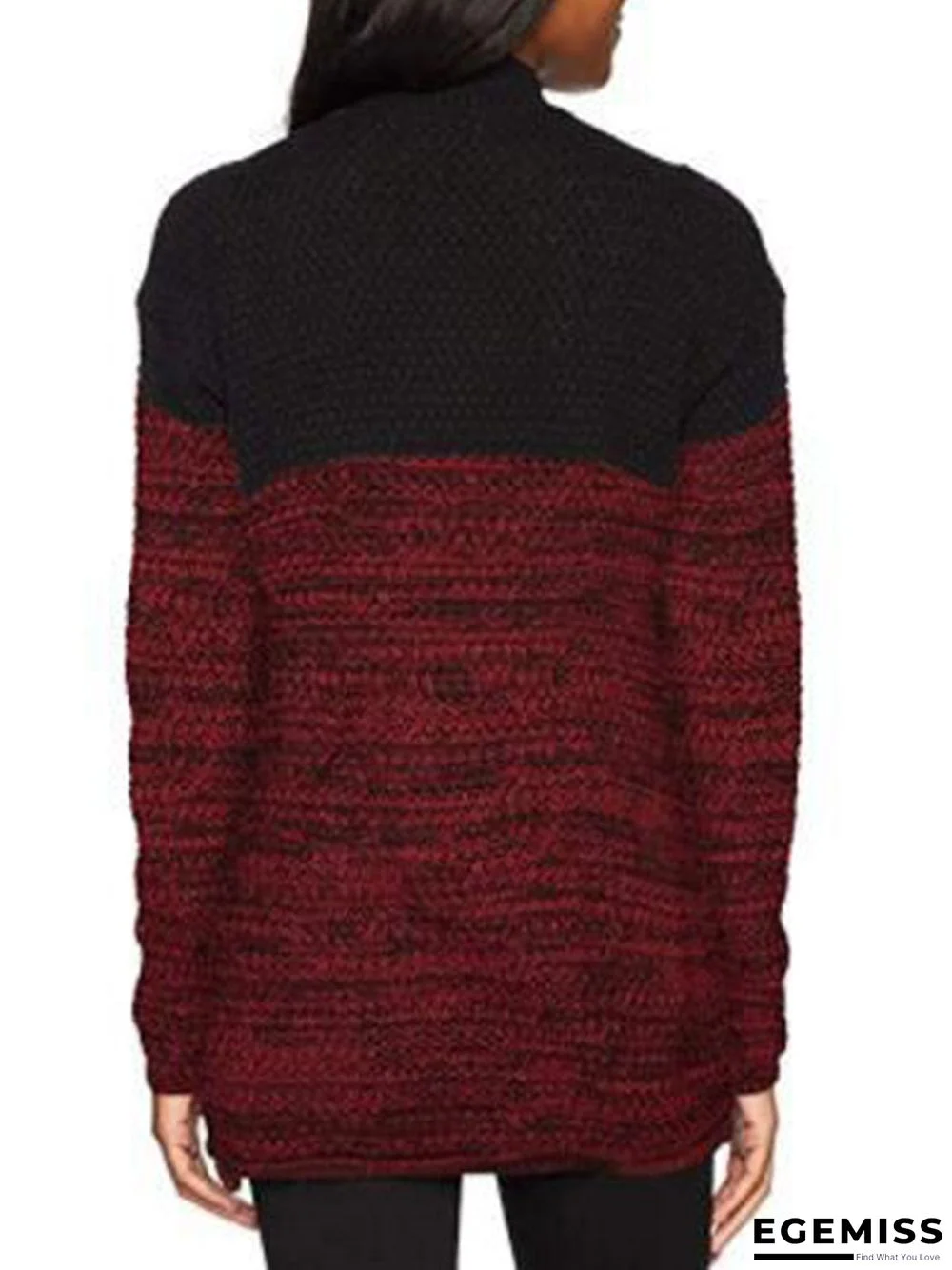 Blue Acrylic Casual Color-block Solid Sweater | EGEMISS