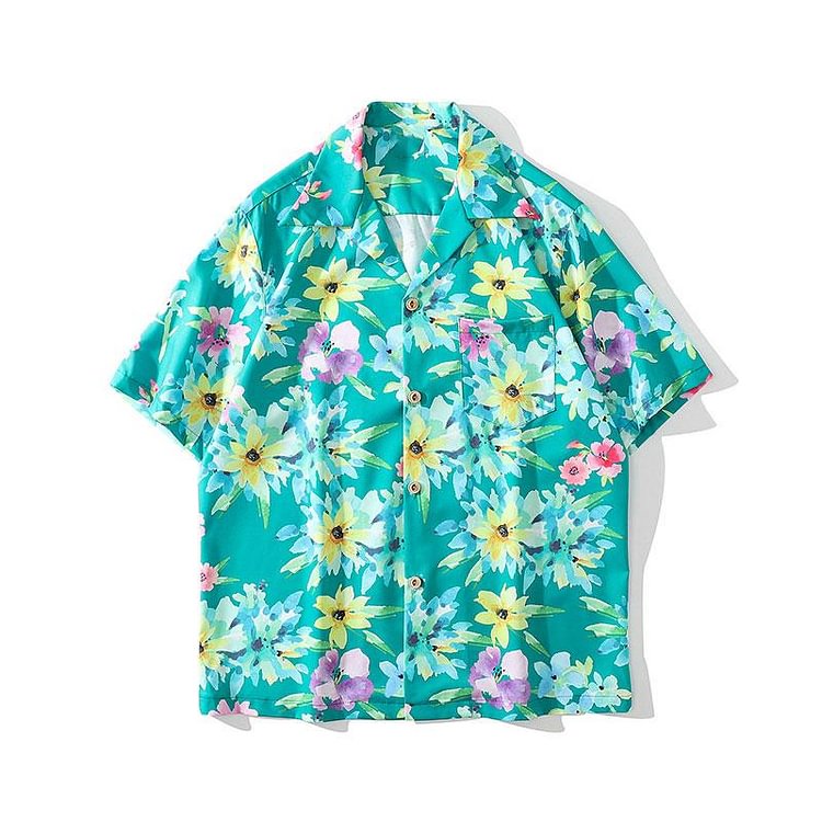 Girlfriend Boyfriend Floral Print Beach Shirt - Modakawa Modakawa