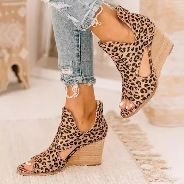 Retro Women Sandals Leopard Hemp Flat Platform Ladies Wedge Women's Shoes Woman Casual Buckle Strap Female Summer 2021 New