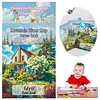 3PCS Scenery Coloring Book Set Mindfulness Art Books for Adults 