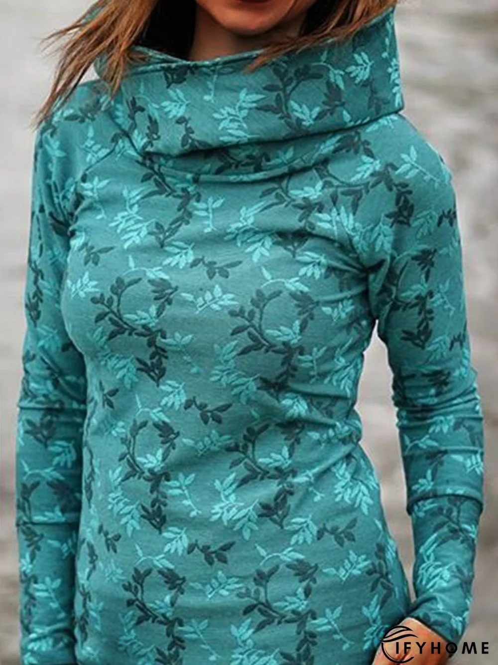 Floral Casual Turtleneck Long Sleeve Sweatshirts | IFYHOME