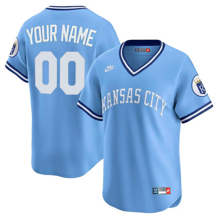 Youth Kansas City Royals Nike Light Blue Cooperstown Collection Limited Custom Jersey