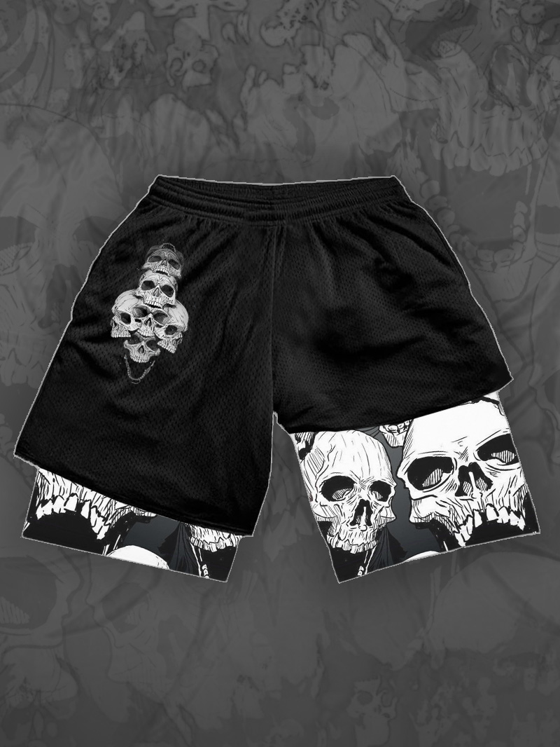 Art Satanic Skull Lord Of Hell 2 In 1 Sports Shorts