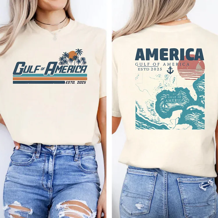 American Gulf Est2025 Shirt with 2 Sides, Unisex Cotton, Custom Year Of Birth T shirt, Cotton Tee Shirt