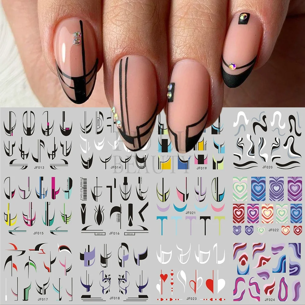 Churchf Graffiti Nail Stickers Lettering Water Nail Decals Trippy Rainbow Lips Sliders French Manicure Tips Watermarks GLJF37-48-Nail Inspo