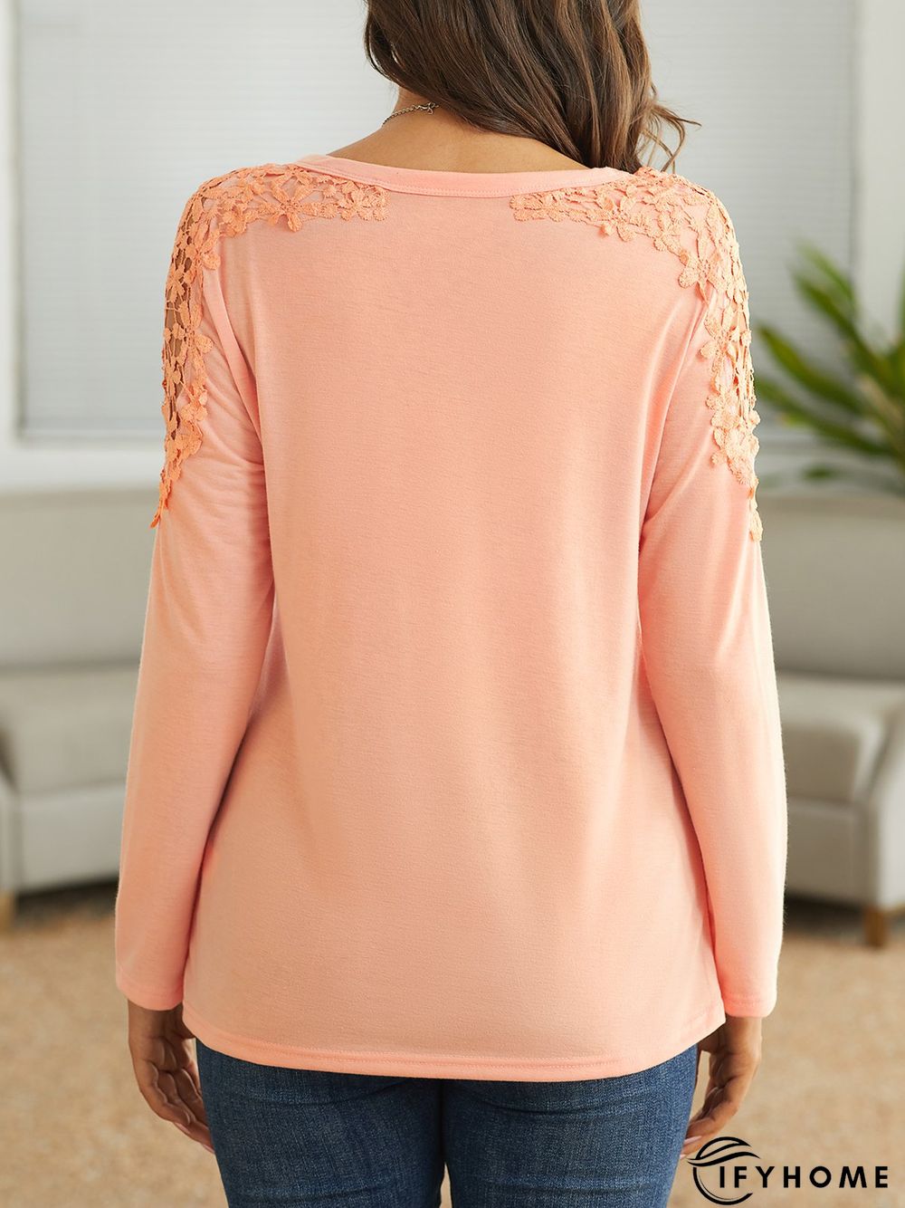 Regular Fit Crew Neck Cotton Blends Blouse | IFYHOME