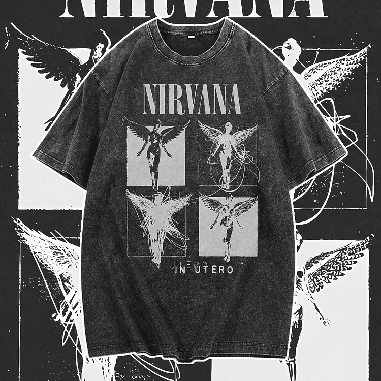 Davidhawaii100% Cotton Casual Attractive Vintage Angels Rock Band Men's Street T-Shirt - 100% Cotton