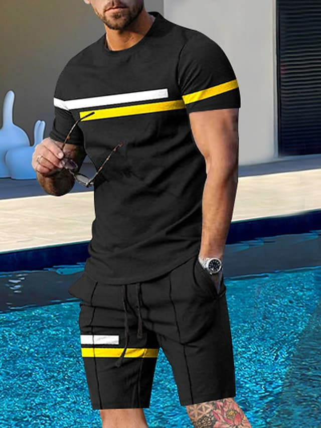 Men's Tracksuit Shorts and T Shirt Set