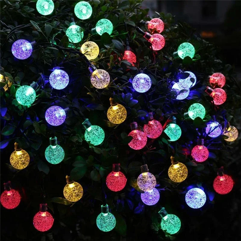 5M 10M Solar Lamp Crystal Ball LED String Lights Flash Waterproof Fairy Garland For Outdoor Garden Christmas Wedding Decoration