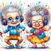 Diamond Painting-DIY Full Round Drill Old Couple