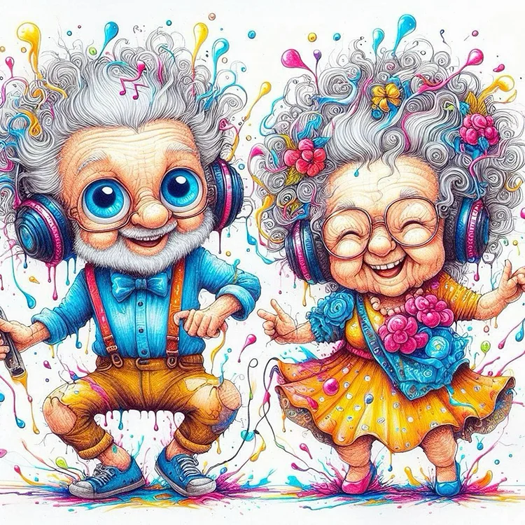 Full Round Drill Diamond Painting -Old Couple - 30*30cm