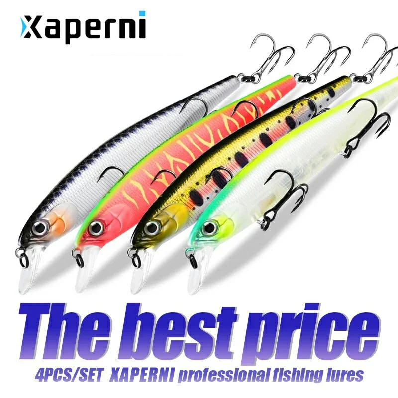 Xaperni Hot sales 4pcs/set 115mm 16g hot professional quality fishing lure wobblers minnow crank crank bait excellent painting