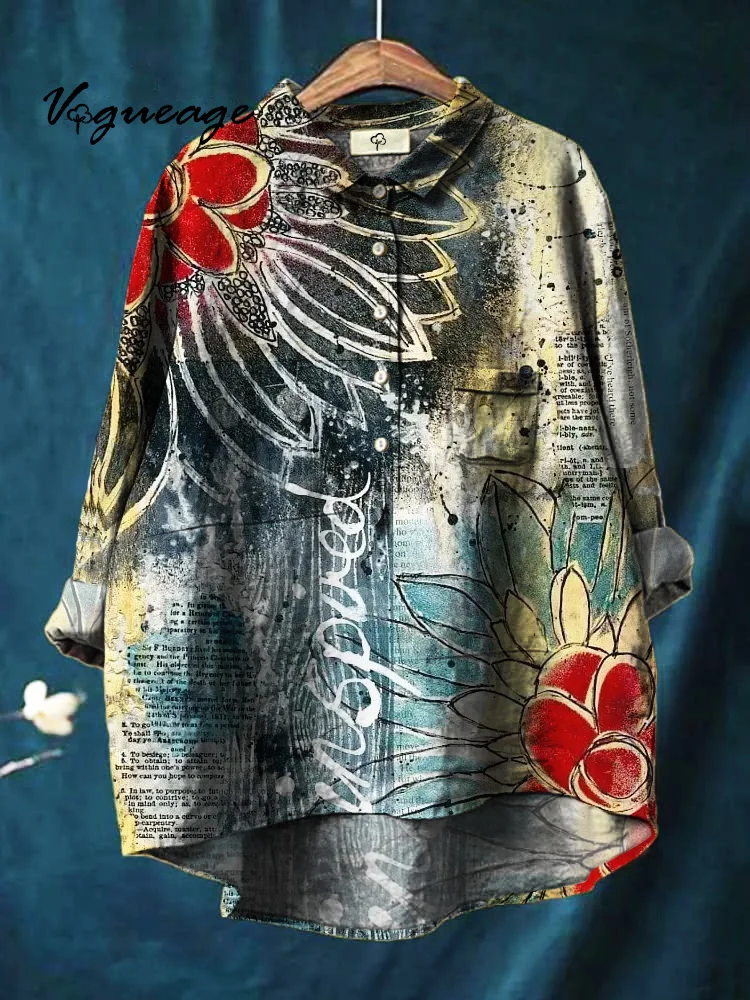 Beautiful Elegant  And Comfortable Flowers Print Cotton And Linen Shirt
