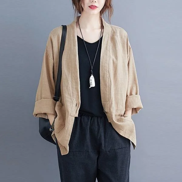 2020 Autumn Vintage Solid Color Loose Comfortable Female Outerwer Coats