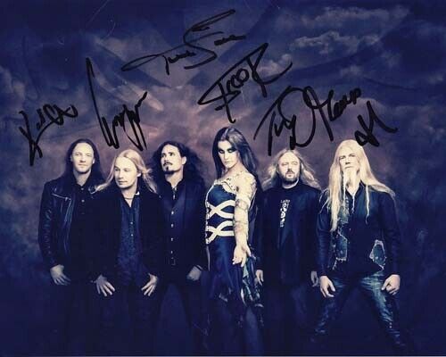 NIGHTWISH 8x10 Photo Poster painting FULLY SIGNED Floor Jansen Tuomas Holopainen Marco reprint