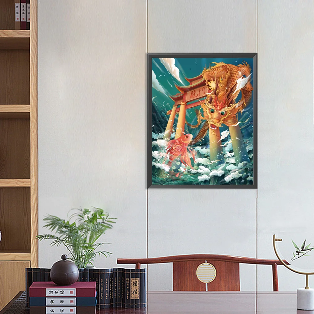 Full Round Diamond Painting 40*50cm - Fish Leaps Over Dragon Gate