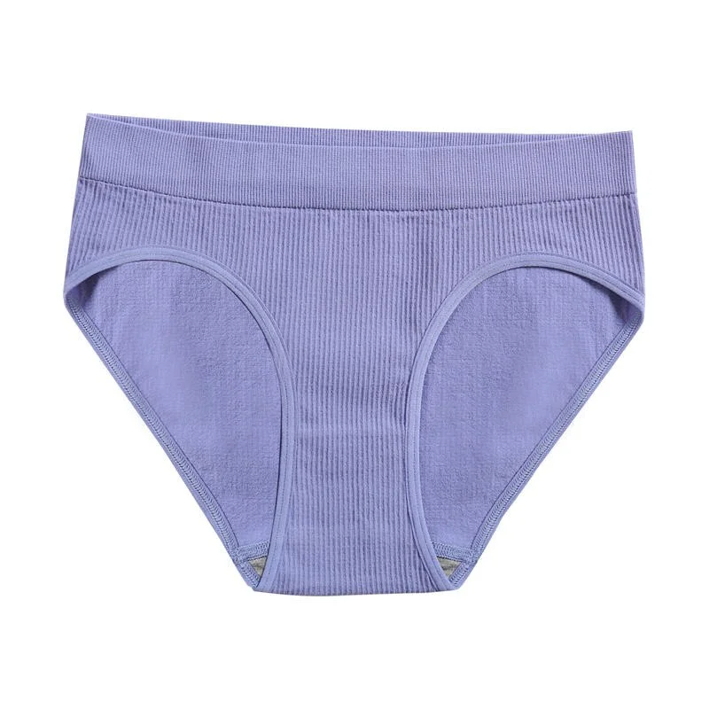 Billionm Women Seamless Cotton Panties Sexy Mid Waist Briefs Girls Solid Colors Ribbed Underpants Female Comfortable Intimates Lingerie