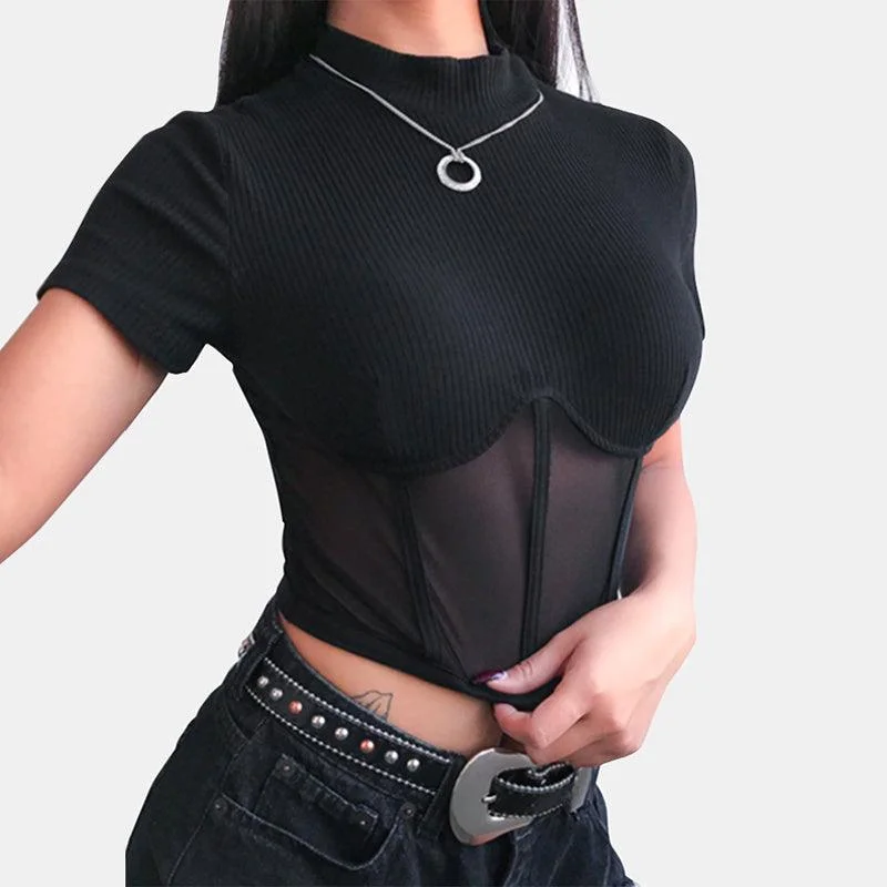 Cropped Mesh Belly Top