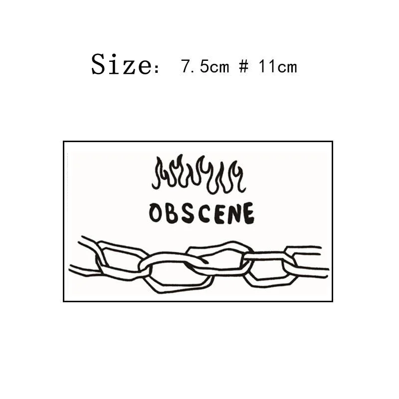 Flame Chain Temporary Tattoo Sticker Waterproof Dark English Selfhood Fake Tattoo Neck Hand Back Men and Women Tattoo Stickers