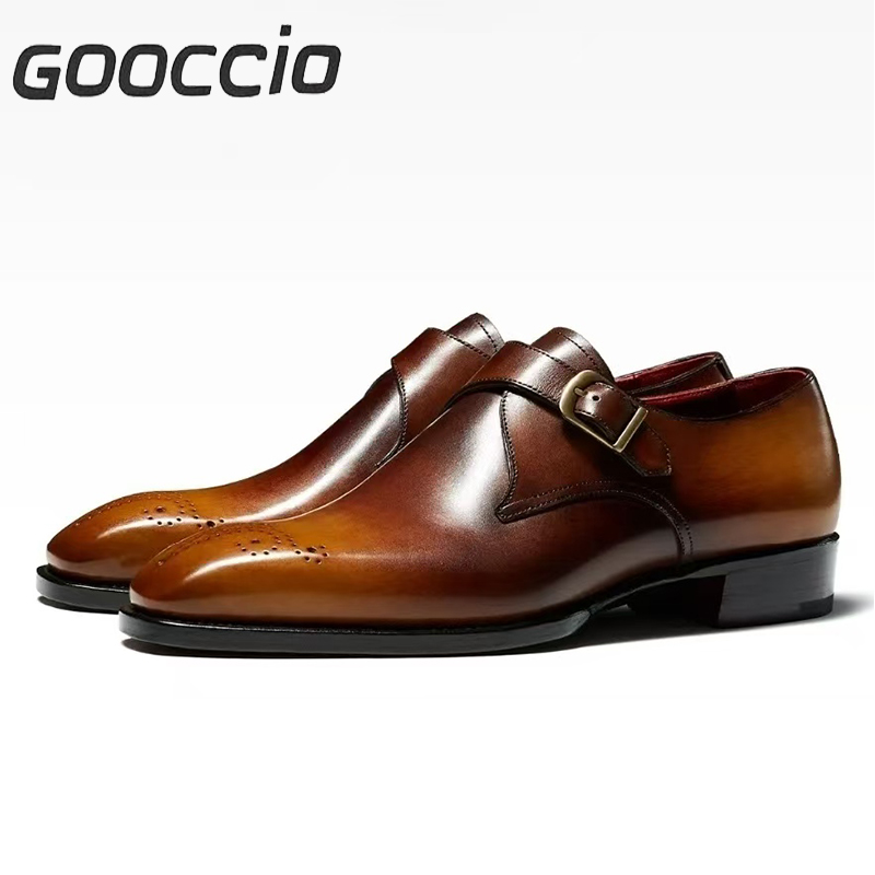 TF204 Museum Calf-Skin Dress Shoes/Monk Shoes For Men  GOOCCIO   