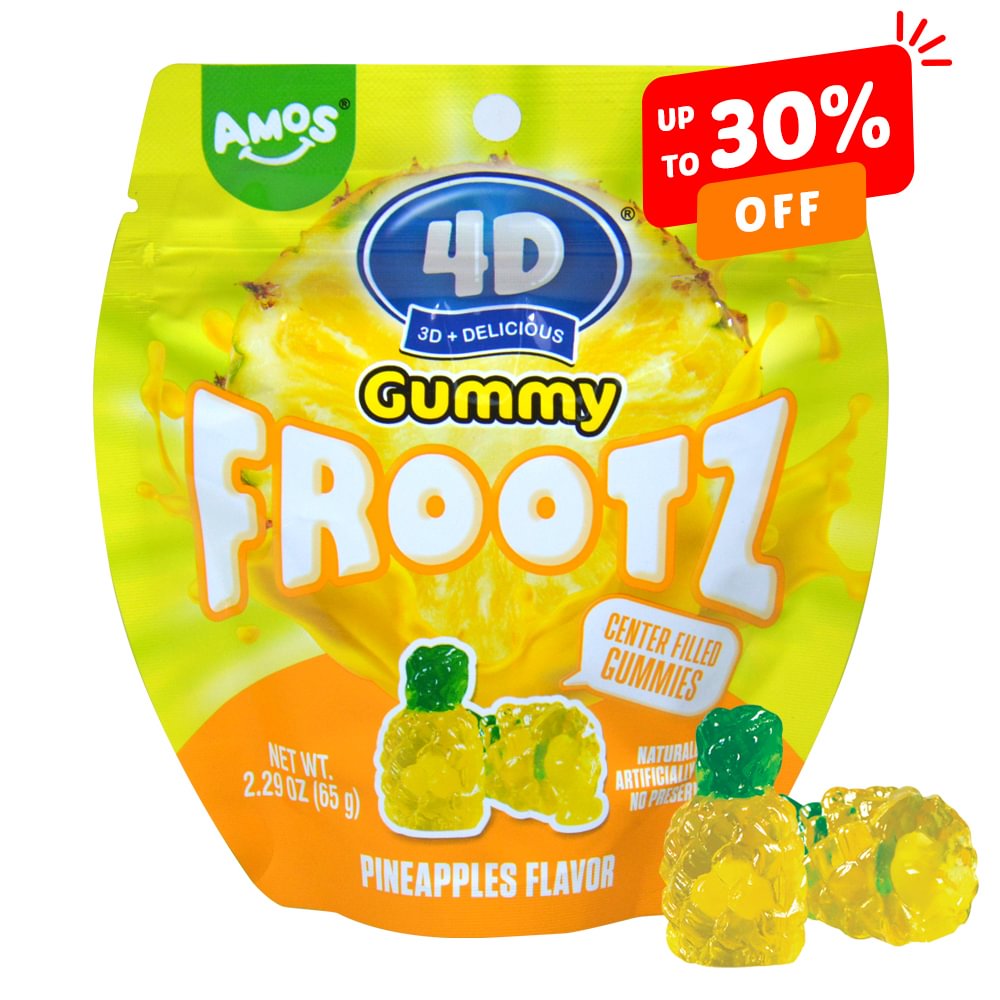 AMOS 4D Frootz Gummy Pineapple (Pack of 12)