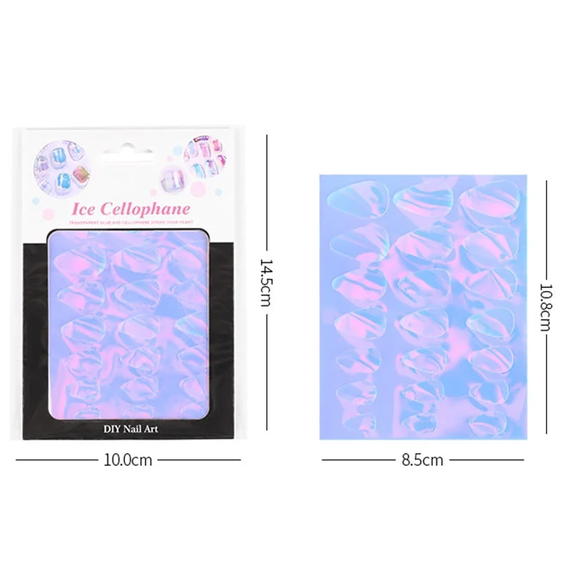Aurora Nails Foil Film Sticker Laser Sparkling Cellophane Paper Nail Glass Foils Design Ice Cube Manicure Nail Art Decorations-Nail Inspo