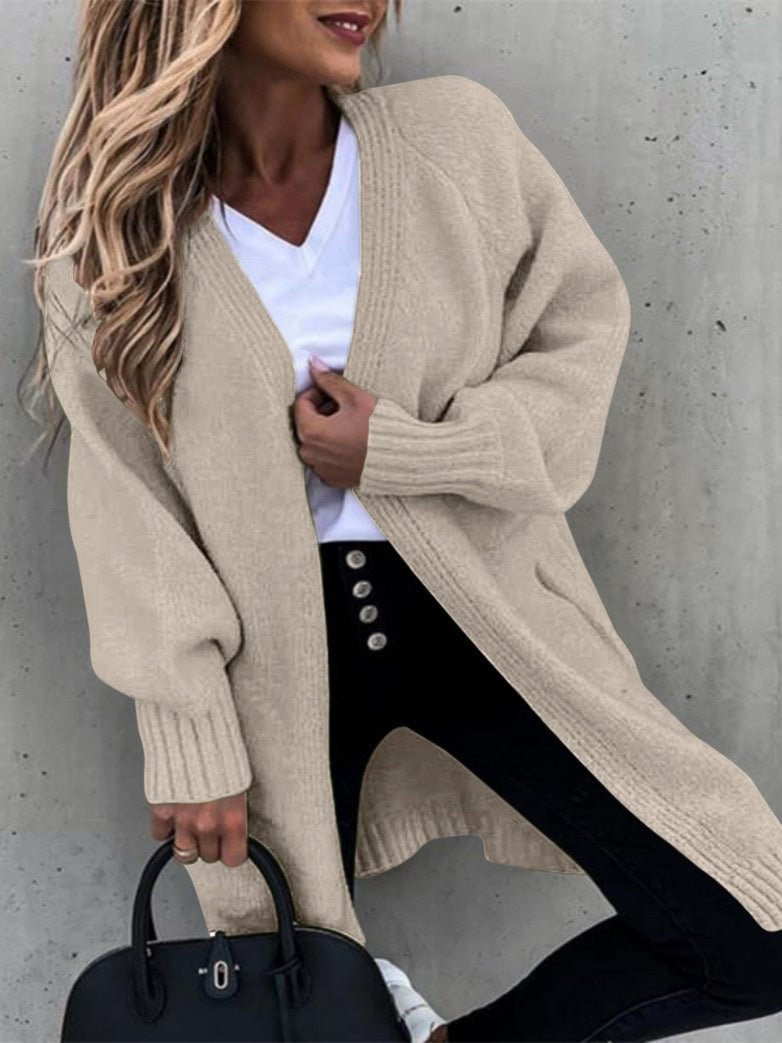 Women Long Sleeve Cardigan Soild Knit Sweaters Coats