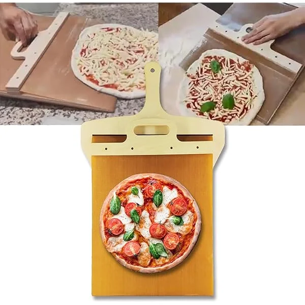 Darzheoy Sliding Pizza Peel - Pala Pizza Scorrevole, The Pizza Peel That Transfers Pizza Perfectl, Pizza Paddle with Handle, Pizza Spatula Paddle for Indoor & Outdoor Ovens (A)