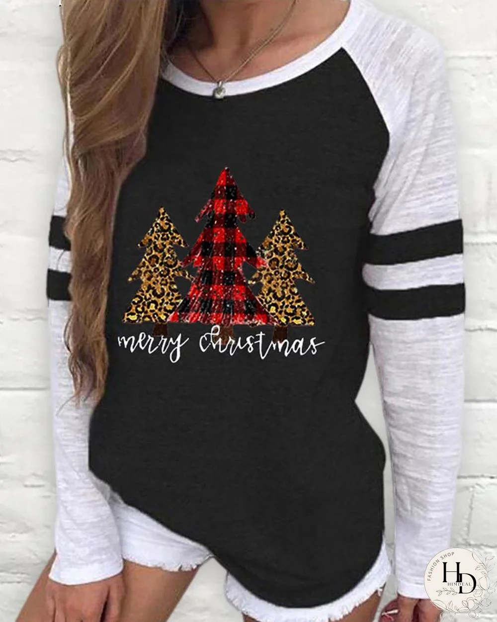 Christmas Long Sleeve Casual Tree Print Sweatshirt