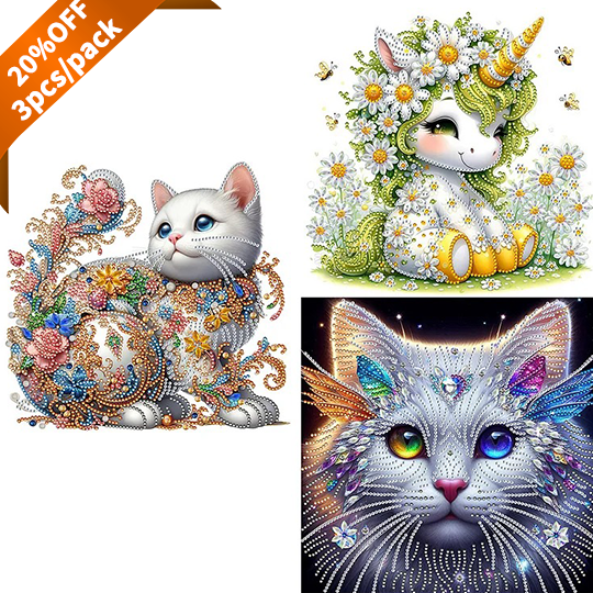 White Cat - Special Shaped Drill Diamond Painting - 30*30CM(Canvas)