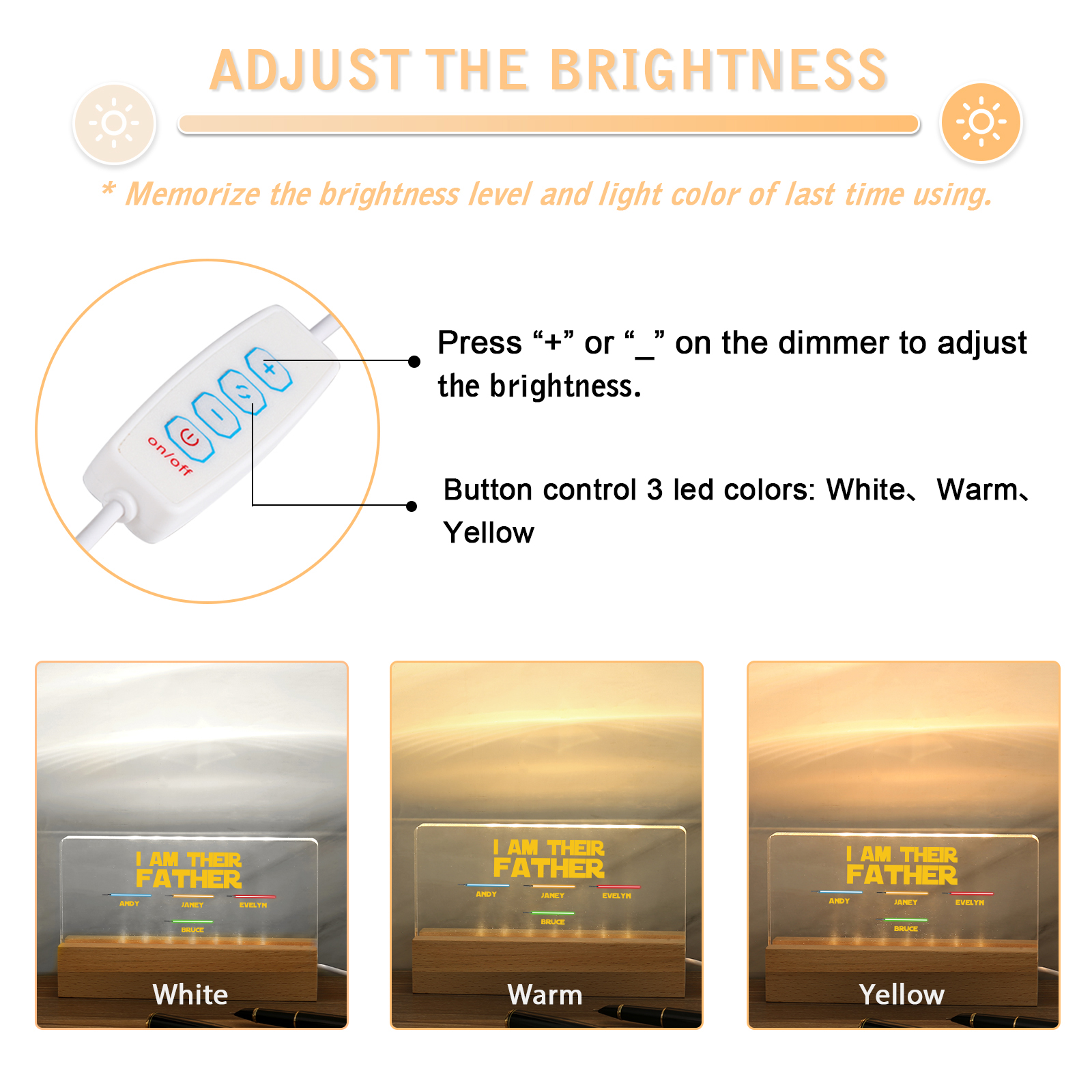 4 Names-Personalised Star Wars Logo Table Lamp-I am their dad-Father's Day Gift For Dad