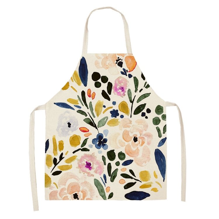 Linen Kitchen Apron - Flowers letclo 