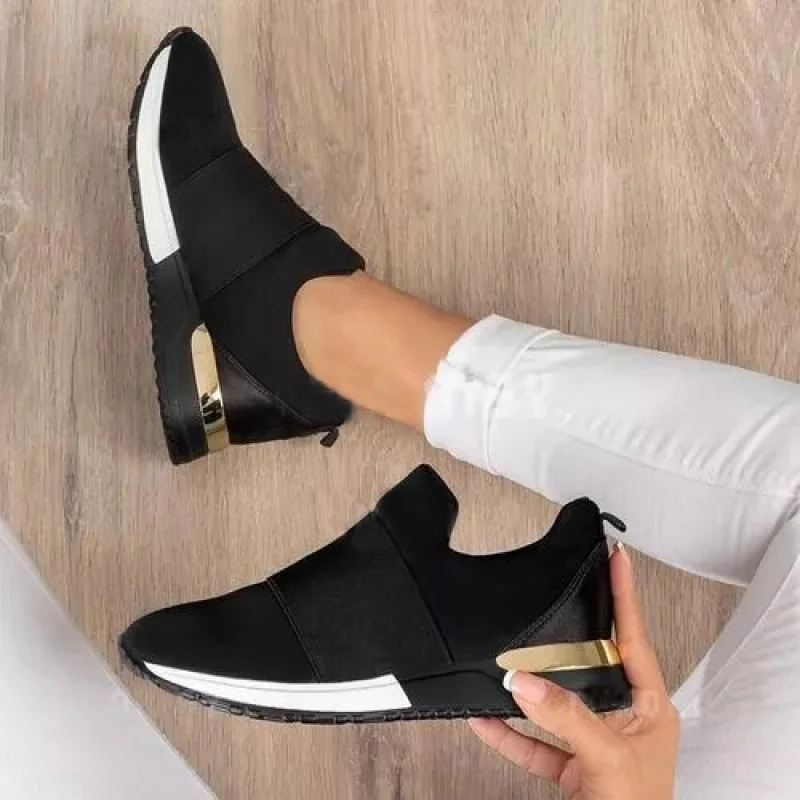 Sneakers Women Shoes 2021 Summer Casual Sneakers Breathable Slip on Sport Shoes Elastic Band Solid Color Ladies Vulcanized Shoes