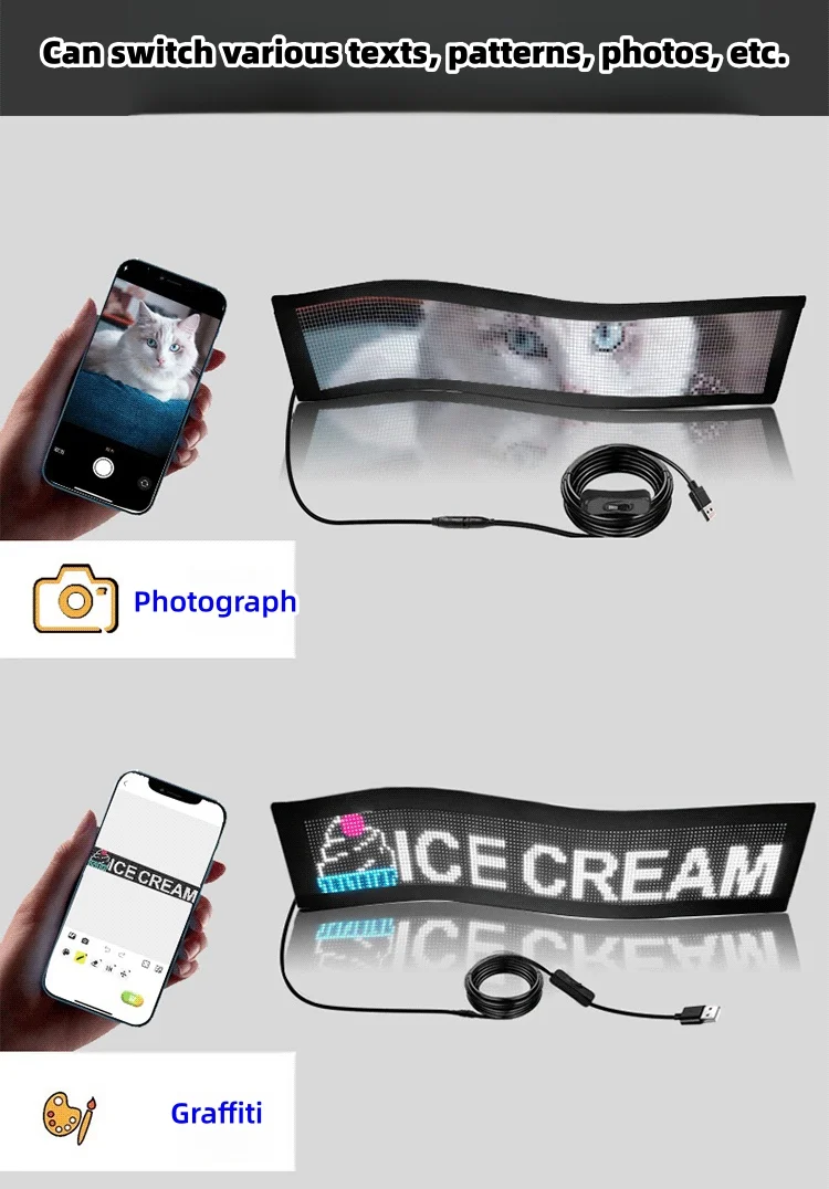 Vehicle LED display decorative flexible panel