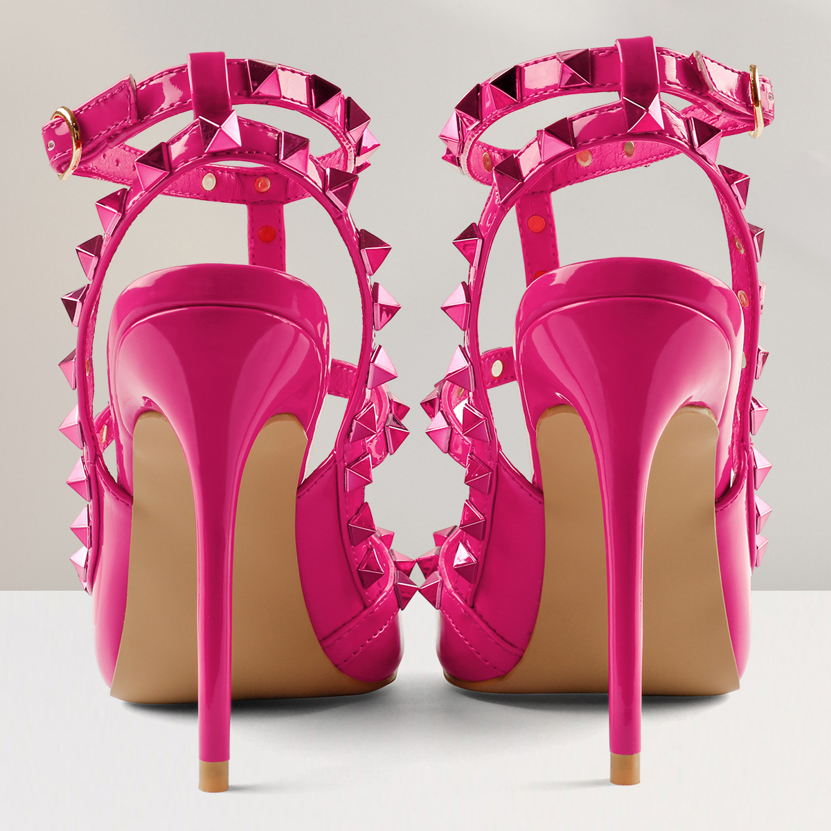 10CM/4 inch Women's Studs Sandals High Heel Pointed Toe Pumps Sexy Stilettos Party Shoes