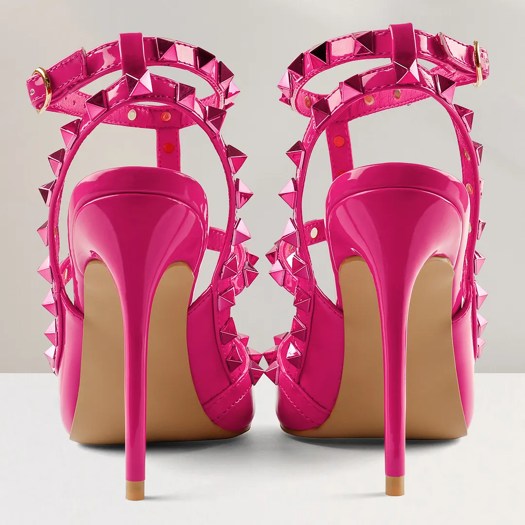 10CM/4 inch Women's Studs Sandals High Heel Pointed Toe Pumps Sexy Stilettos Party Shoes