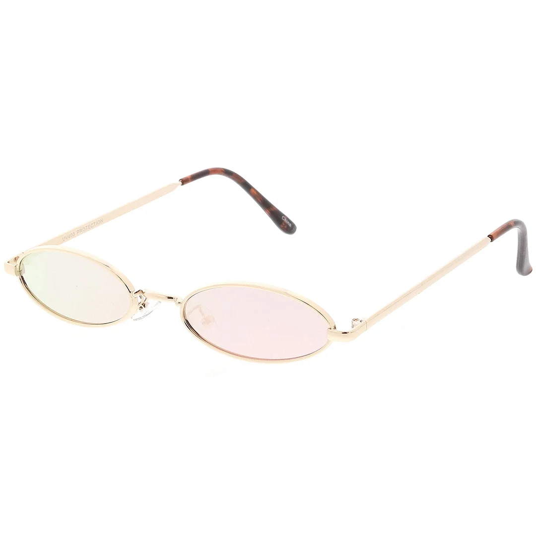 Extreme Small Oval glasses Color Mirrored Flat Lens 51mm