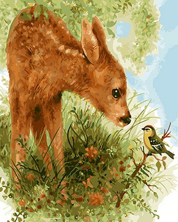 

Little Deer And Bird – Paint By Numbers - 40*50CM, 501 Original