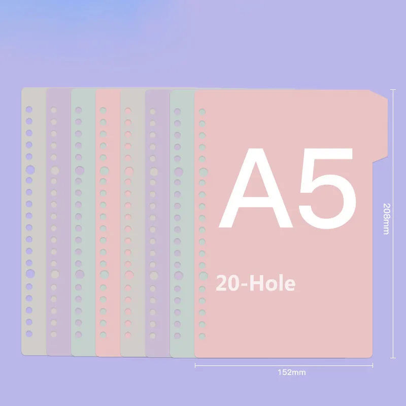 Candy Color Dividers A4 B5 A5 Planner Index Divider Page Plastic Classification Page Tab Bookmark Planner Inserts 8 Pcs/set