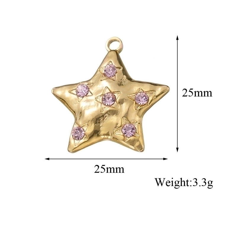 5 Pcs/package Minimalist Star Stainless Steel Plating Inlay Pendant Jewelry Accessories