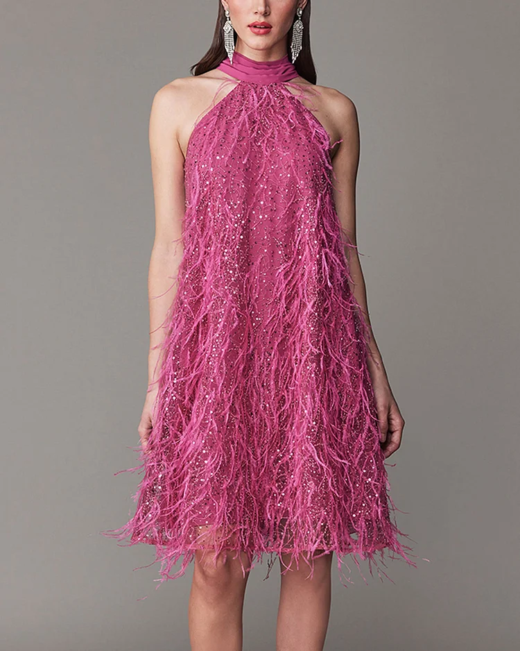 Halter Feather Dress