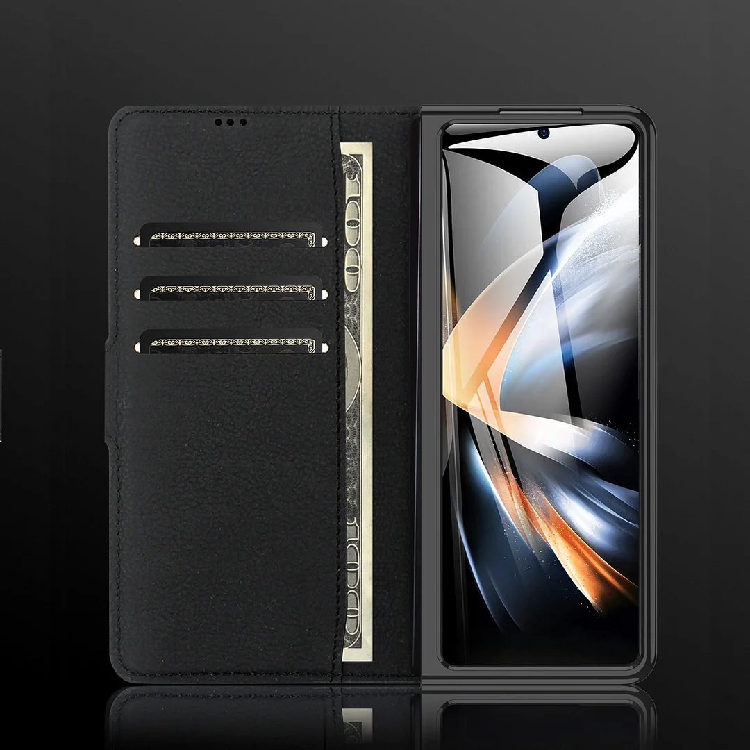 for Samsung Galaxy Z Flip 6 case Tempered Glass Screen Protector Genuine Leather Phone case  for Samsung Galaxy Z Flip 6