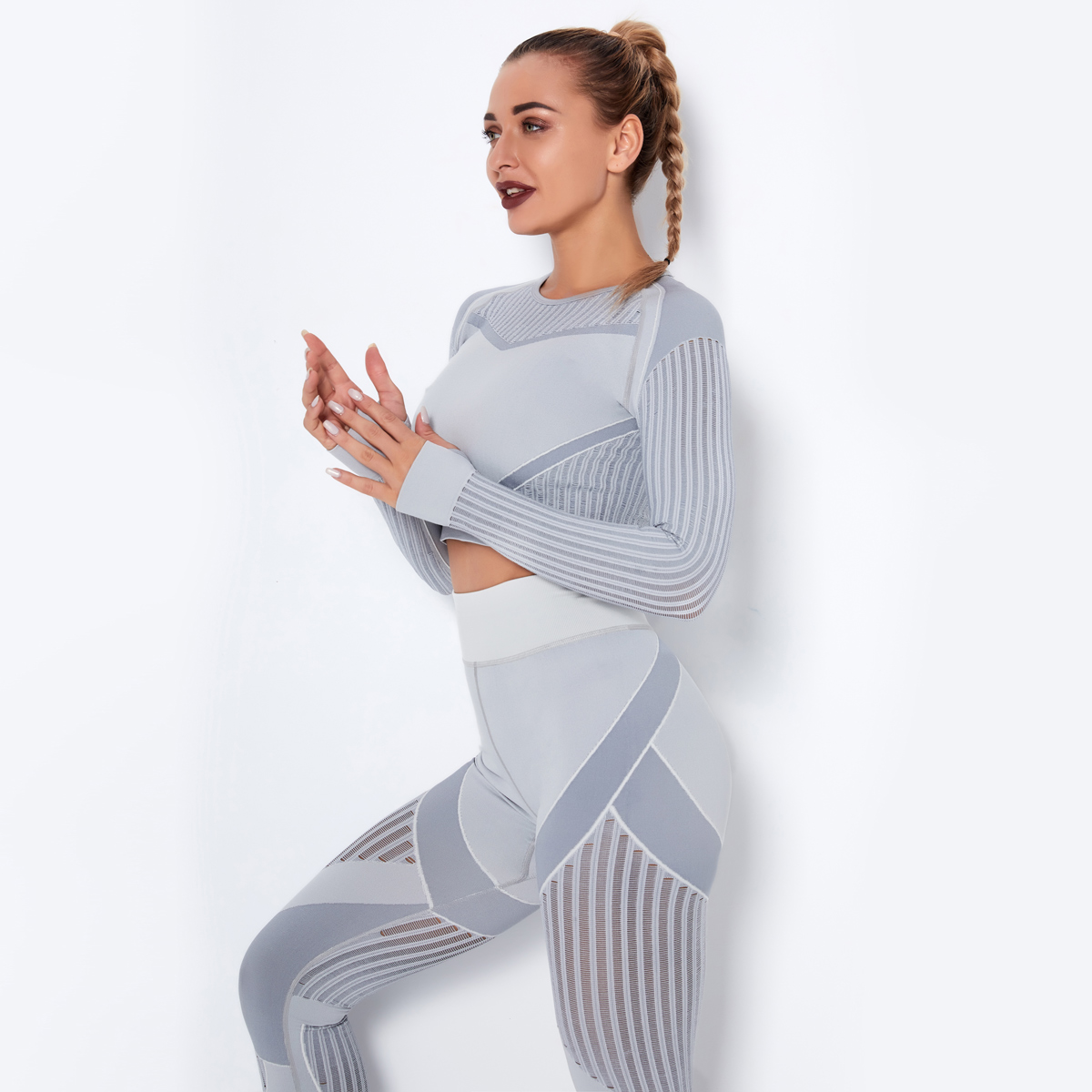 Women's long sleeve crop top workout shirt