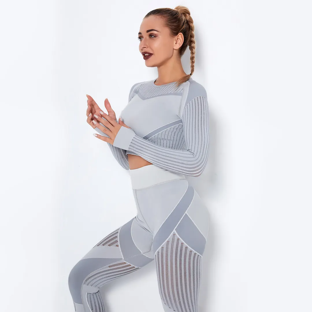 Women's long sleeve crop top workout shirt